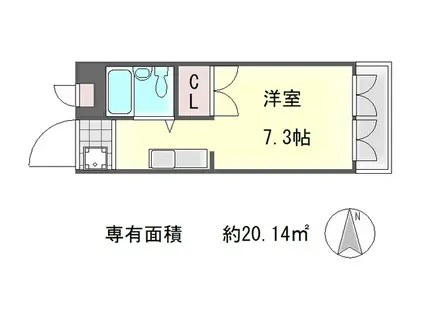 ジュネスイン京都(1K/2階)の間取り写真