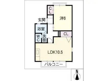 カーサヴェルデ(1LDK/1階)の間取り写真