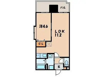 SGB浜町(1LDK/8階)の間取り写真