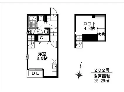 グランヒル梅林(ワンルーム/2階)の間取り写真