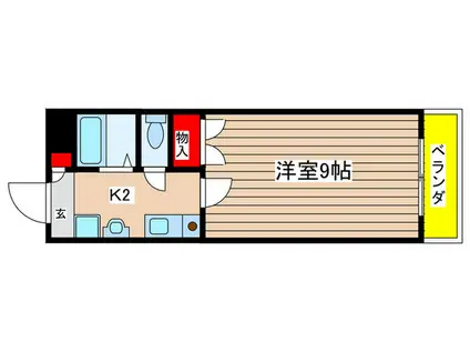 グリーンコートII(1K/2階)の間取り写真