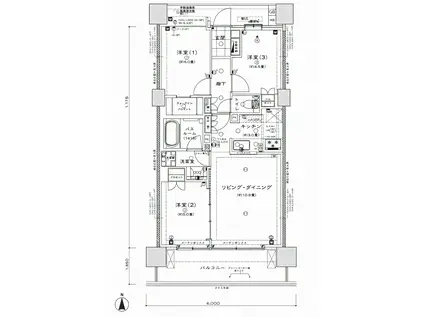 ライオンズ横濱瀬谷ステーションスクエア(3SDK/9階)の間取り写真