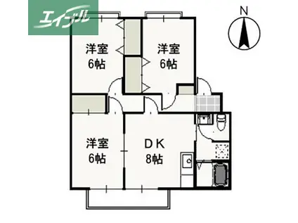 ピュアハイツ北方II(3DK/2階)の間取り写真