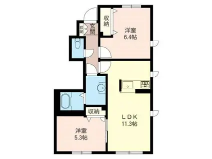 クレストール(2LDK/1階)の間取り写真