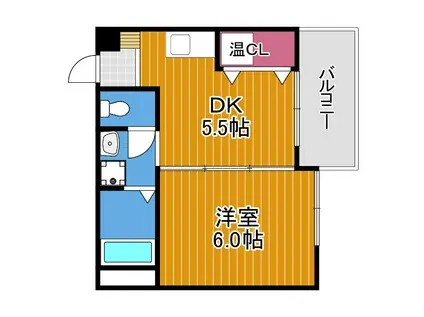 近鉄長野線 喜志駅 徒歩2分 4階建 築21年(1DK/2階)の間取り写真