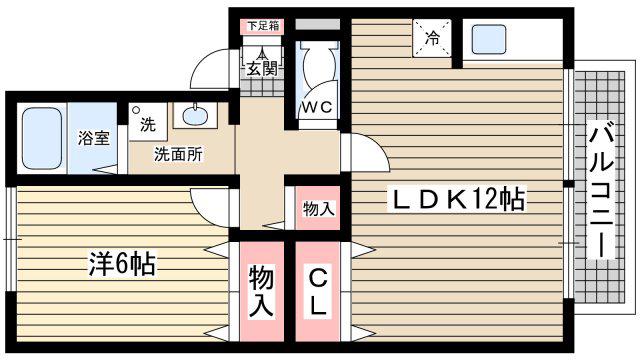 ティエラ甲東園(1LDK/2階)の間取り写真