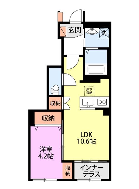 パレスコート トーケン(1LDK/1階)の間取り写真