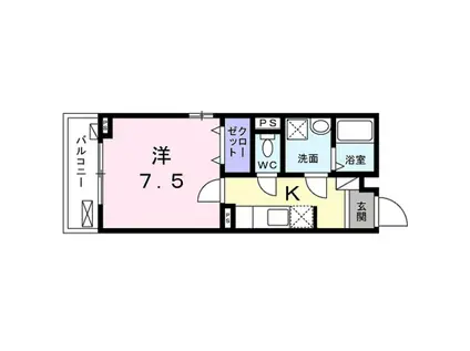 エンティム上桂(1K/1階)の間取り写真