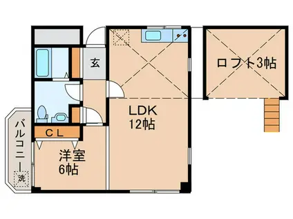 ウィンディパークサイド(1LDK/3階)の間取り写真