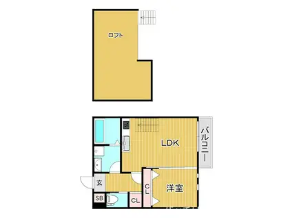 アンピオ千早弐番館(1LDK/2階)の間取り写真