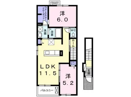 シュライン ガーデン II(2LDK/2階)の間取り写真