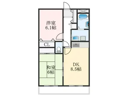 レジデンスコトン(2LDK/2階)の間取り写真