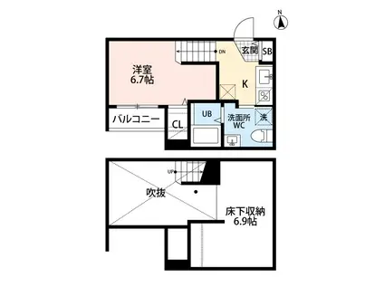 AFFITTO熊本駅南(ワンルーム/1階)の間取り写真