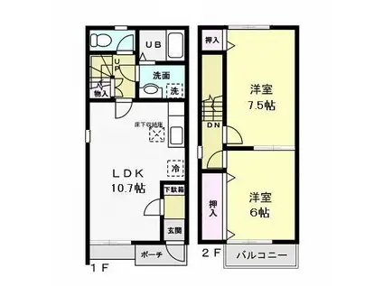 来未 B(2LDK/1階)の間取り写真