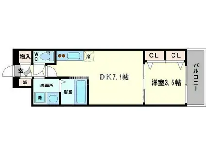 LC天王寺東(1DK/9階)の間取り写真