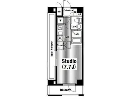 グランドガーラ南麻布(1K/8階)の間取り写真