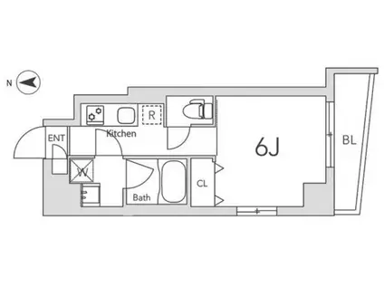 GRANDUO武蔵小山II(1K/1階)の間取り写真
