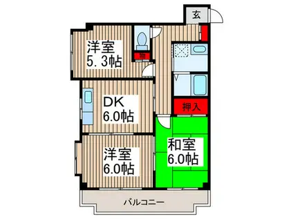 アムールB(3DK/2階)の間取り写真