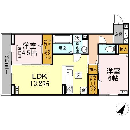 フラネーヴェ(2LDK/1階)の間取り写真