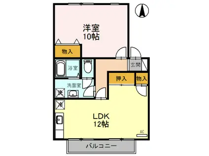 メゾン・パークス D棟(1LDK/1階)の間取り写真