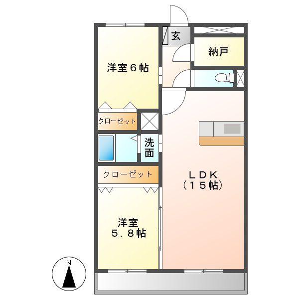 バンクーバー1100(2LDK/3階)の間取り写真