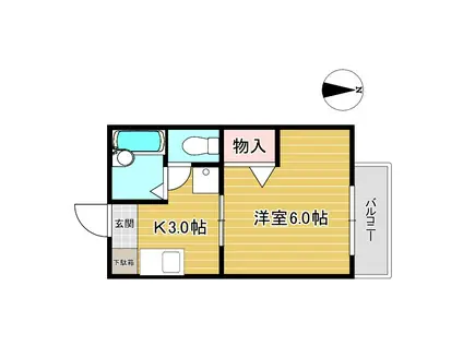 大山ハイツ(1K/2階)の間取り写真