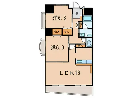 スペースヤマト(2LDK/6階)の間取り写真