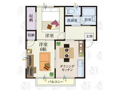 BCASA千葉野田VRE-BORN(2DK/1階)の間取り写真