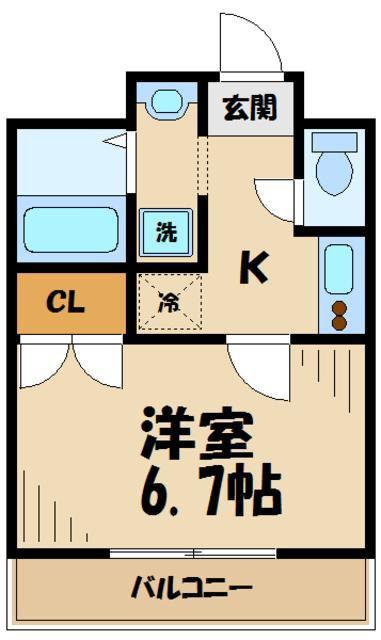 アムールHIBIKI(1K/2階)の間取り写真
