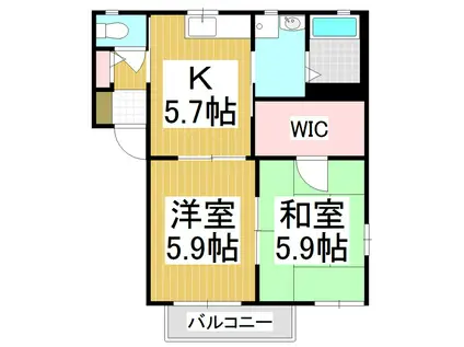 ディアス・竹渕A(2K/2階)の間取り写真