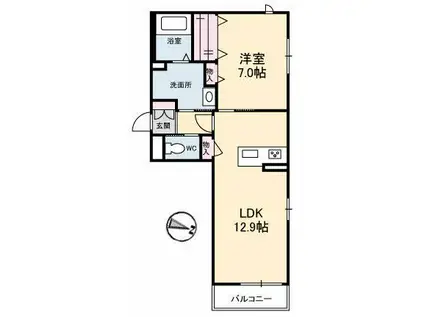 LAPAIX栗林(1LDK/3階)の間取り写真
