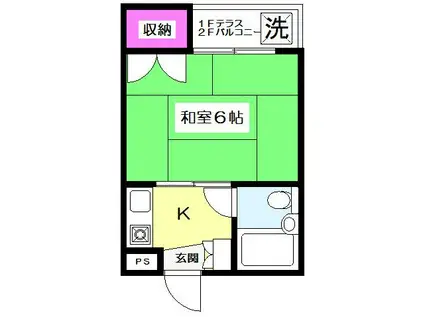 フラット荻窪(1K/2階)の間取り写真