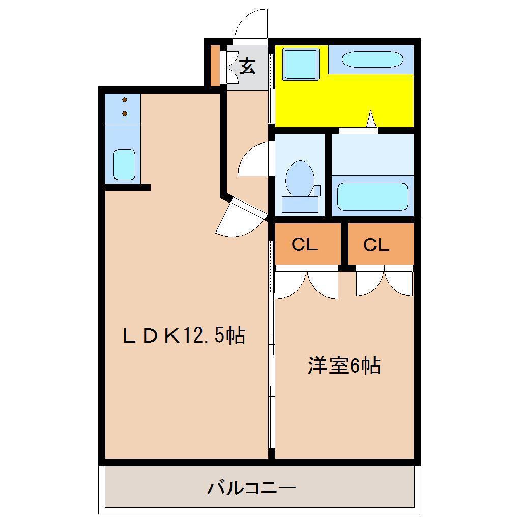 エンブレーマ西池(1LDK/4階)の間取り写真