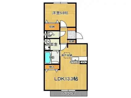 サザンリーフ(1LDK/3階)の間取り写真