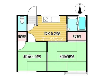 野菊荘(2DK/2階)の間取り写真