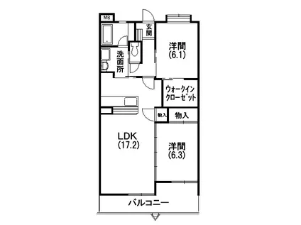 グランドール(2LDK/2階)の間取り写真