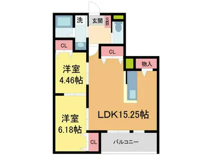 CHARME CASA(2LDK/2階)の間取り写真