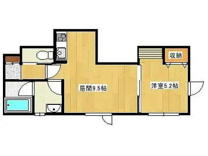 PORTA(1DK/1階)の間取り写真