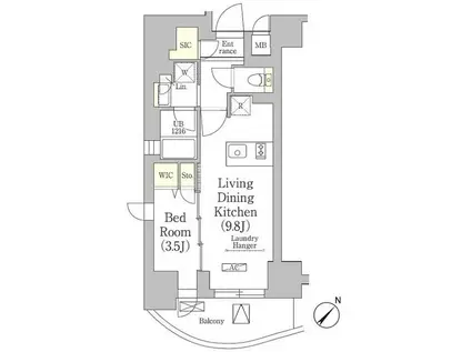 テラス月島(1LDK/5階)の間取り写真