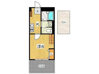 エステューディオII(1K/1階)の間取り写真