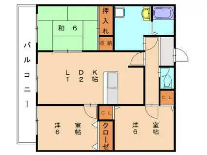 ヴァン・ヌーブ(3LDK/3階)の間取り写真