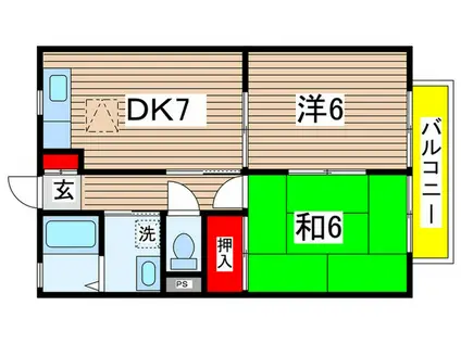 メゾンドニレ(2DK/2階)の間取り写真