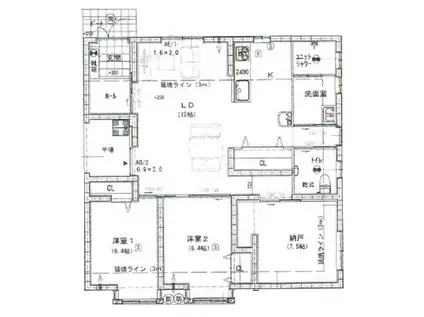 フィーワハイム(3LDK/1階)の間取り写真