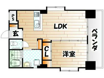 ヴィラコート戸畑元宮(1LDK/8階)の間取り写真