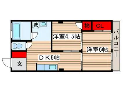 下仲沢マンション(2DK/4階)の間取り写真