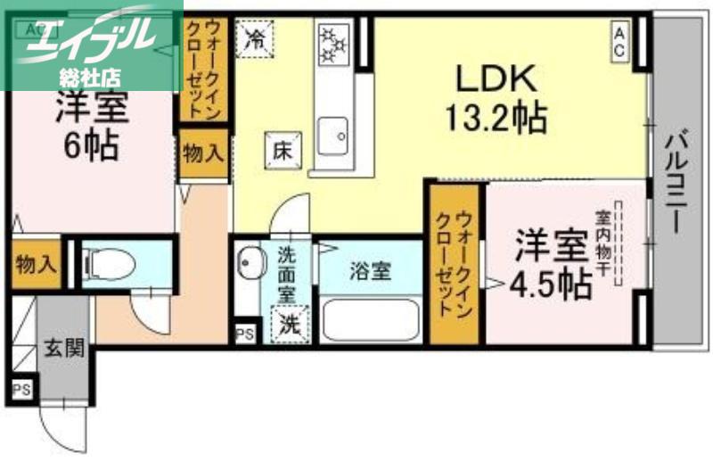 ヴィオルーチェ(2LDK/1階)の間取り写真