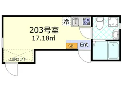 カーサ・アウローラ蓮根(ワンルーム/2階)の間取り写真