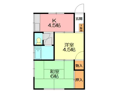 ＪＲ東海道本線 大船駅 徒歩8分 2階建 築52年(2K/2階)の間取り写真