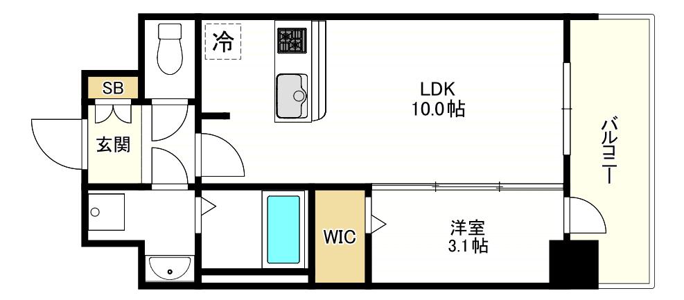 ALIVISドーム前(1LDK/2階)の間取り写真