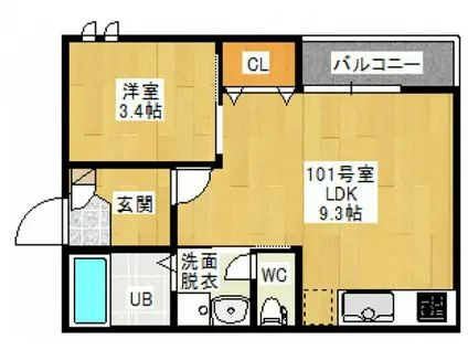 GRANDTIC GLORY AOSAKI(1LDK/1階)の間取り写真